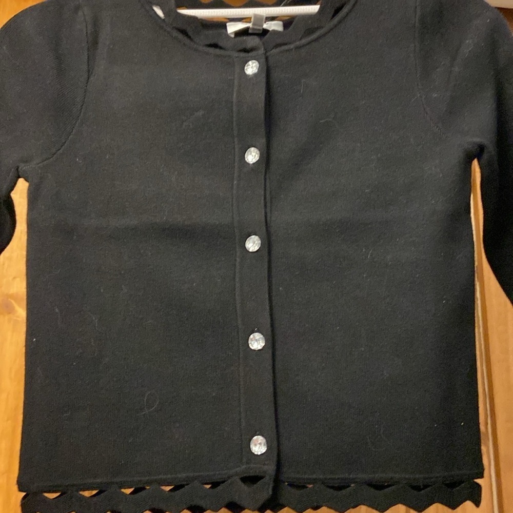 Milly Minis Zig Zag Cardigan In Black Girls Size 12 NWT - Picture 4 of 9